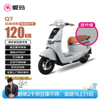 今日必买：爱玛 电动自行车Q7豪华复古长续航强动力智能双人电瓶车 山雨灰 淡雾灰