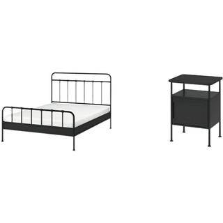  IKEA/宜家 现代 铁艺床+床头桌  1500mm*2000mm 煤黑色