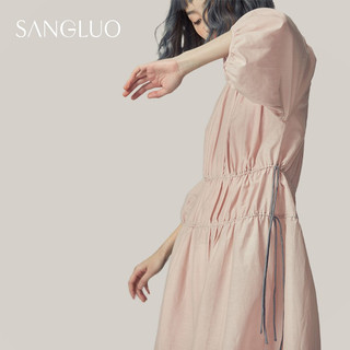 桑罗（SANGLUO）睡衣女丝绵睡裙在逃公主浪漫减龄透气外穿家居服 灰粉色 XL