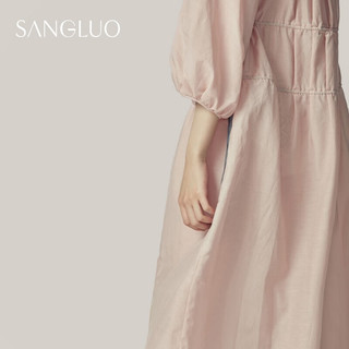 桑罗（SANGLUO）睡衣女丝绵睡裙在逃公主浪漫减龄透气外穿家居服 灰粉色 XL