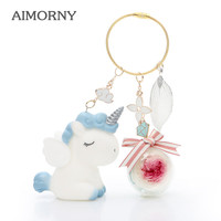 智己汽车 IM 爱梦妮（AIMORNY ）奥斯汀玫瑰永生花蓝色独角兽钥匙扣礼盒 520情人节母亲节生日礼物同城鲜花速递送女生