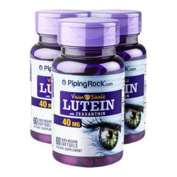 PipingRock 3瓶美国朴诺叶黄素非蓝莓护眼丸专利护眼保健品海外