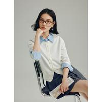 摩凡 秋新款优雅圆领针织开衫女休闲毛衫