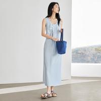 【莱赛尔亚麻】2025夏装欧若风度假背心裙女式无袖连衣裙