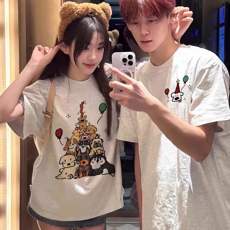 常规款-汽球小狗 男白灰+女白灰