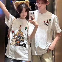 MDlila蜡笔小新装夏季t恤短袖2025一男一女套装衣服 (常规款)汽球小狗 男白+女白 2XL 男+女M