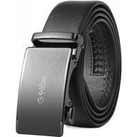 金利来【头层牛皮/礼盒装】皮带男磨砂拉丝自动扣通勤商务裤带腰带 99M6-黑色/黑色 110cm