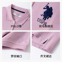 美国马球协会 U.S. POLO ASSN.女士短袖POLO领白色连衣裙A版中裙宽松休闲长款T恤裙 3XL