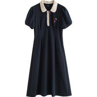 初语polo领连衣裙显瘦女2025夏季新款a字裙短袖t恤中长裙