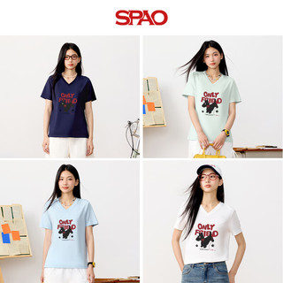SPAO SPD25AT04XY 纯棉透气 浅绿/色块小狗 L 短袖T恤
