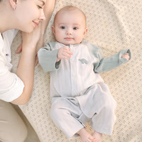 巴厘小猪新生儿婴儿衣服a类纯棉初生儿四季长袖空调服睡衣春季宝宝连体衣 风信紫   59cm