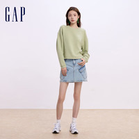 Gap女装字母logo长袖卫衣简约百搭女友T上衣640250 绿色 160/80A(S) 亚洲尺码