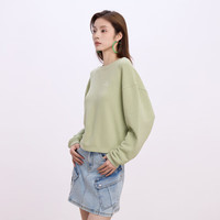Gap女装字母logo长袖卫衣简约百搭女友T上衣640250 绿色 175/92A(XL) 亚洲尺码