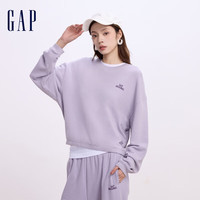 Gap女装字母logo长袖卫衣简约百搭女友T上衣640250 淡紫色 160/80A(S) 亚洲尺码