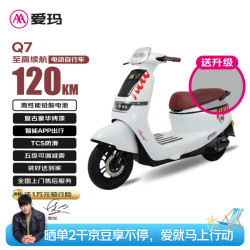 爱玛 Q7 复古豪华120km长续航 强动力智能双人电瓶车  璀璨白