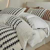 J.H.Longess   秋冬双面绒被套毯保暖被罩多用途拉链羊羔绒休闲盖毯被套 Wn-步步高米白 被套毯150*200cm