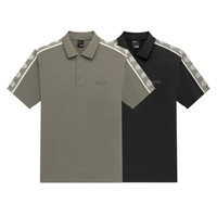 GXG男装 双色合体撞色设计短袖POLO衫 夏季 黑色2 M