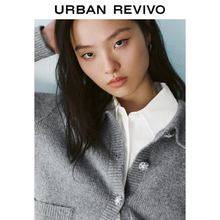UR七夕2025春季新款女装格雷系拼接蕾丝纽扣针织开衫UYU950020