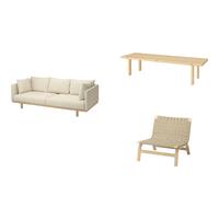 宜家（IKEA）STOCKHOLM斯德哥尔摩三人沙发客厅家用 米黄色沙发+茶几+休闲椅