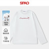 SPAO 纯棉圆领长袖打底衫男女同款 白#蝴蝶结红的字