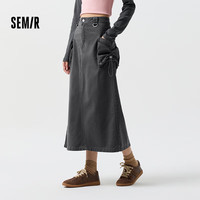 森马半身裙女开叉直筒长裙盐系酷春季街头酷飒风辣妹工装裙山系 灰色调00422 XL 170/74A