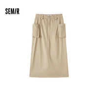 森马半身裙女开叉直筒长裙盐系酷春季街头酷飒风辣妹工装裙山系 卡其50683 L 165/70A