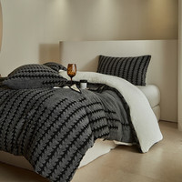 J.H.Longess 秋冬双面绒被套毯保暖被罩多用途拉链羊羔绒休闲盖毯被套 Wn-步步高复古灰 被套毯200*230cm+枕套一对/三件套