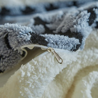 J.H.Longess 秋冬双面绒被套毯保暖被罩多用途拉链羊羔绒休闲盖毯被套 Wn-步步高雾蓝 被套毯200*230cm