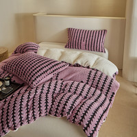 J.H.Longess 秋冬双面绒被套毯保暖被罩多用途拉链羊羔绒休闲盖毯被套 Wn-步步高香芋紫 被套毯200*230cm