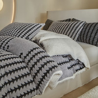 J.H.Longess 秋冬双面绒被套毯保暖被罩多用途拉链羊羔绒休闲盖毯被套 Wn-步步高银灰 被套毯200*230cm+枕套一对/三件套