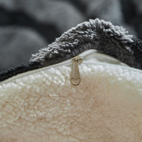 J.H.Longess 秋冬双面绒被套毯保暖被罩多用途拉链羊羔绒休闲盖毯被套 Wn-斑马纹复古灰 被套毯180*200cm+枕套一对/三件套