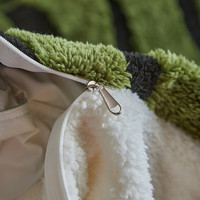 J.H.Longess 秋冬双面绒被套毯保暖被罩多用途拉链羊羔绒休闲盖毯被套 Wn-斑马纹军绿 被套毯180*200cm+枕套一对/三件套