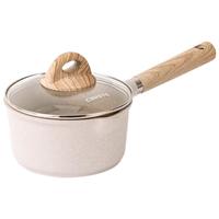 CaROTE 麦饭石小奶锅宝宝辅食锅婴儿煎煮一体锅不粘锅家用汤泡面锅 16cm 奶锅（浅米色） 16cm