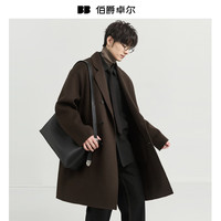 伯爵卓尔山羊绒羊毛混纺中长款双面呢大衣男士2025秋冬装外套 P541523 卡其 3XL (190)