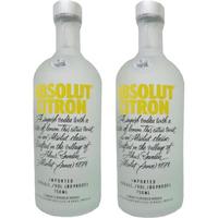 绝对伏特加(Absolut Vodka) 洋酒 柠檬味 750mL*2瓶 鸡尾酒基酒 柠檬味 750mL 2瓶