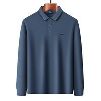 FORTEI富铤【含桑蚕丝长绒珠地棉】秋季中年男士商务休闲长袖T恤POLO衫男 XL 52(180/96A) 雾霾蓝