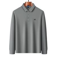 FORTEI富铤【含桑蚕丝长绒珠地棉】秋季中年男士商务休闲长袖T恤POLO衫男 M 48(170/88A) 灰绿