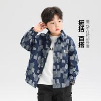 男童牛仔衬衫儿童秋装衬衣春秋款外套2025新款中大童帅气上衣 VY241218N01