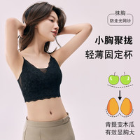 猫人吊带抹胸女夏季内衣女无痕无钢圈聚拢美背文胸一体式裹胸防走光 黑色 L (105-110斤)