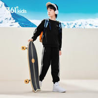 361°童装男女童针织套装冬季通码运动套装 经典黑/经典黑 150cm