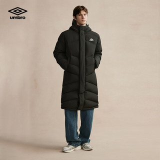 茵宝（Umbro）运动连帽羽绒服中长户外冬季大衣保暖加厚外套 凝眸黑 拍小一码 S 充绒量：283