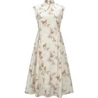 乐町 夏季蝴蝶无袖连衣裙立领大裙摆国风裙