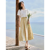 茵曼凉感索罗娜t恤夏女装通勤短袖宽松显瘦上衣 珍珠白 S