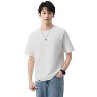 马克华菲短袖T恤男士2025年夏季冰丝薄款打底衫圆领纯色潮牌上衣 M 白色