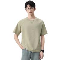 马克华菲短袖T恤男士2025年夏季冰丝薄款打底衫圆领纯色潮牌上衣 3XL 浅绿色