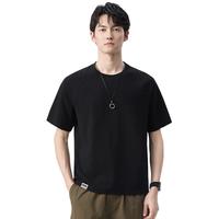 马克华菲短袖T恤男士2025年夏季冰丝薄款打底衫圆领纯色潮牌上衣 M 黑色