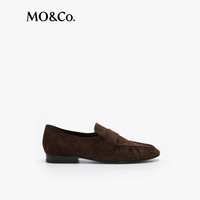 MO&Co.【NOIR系列】乐福鞋2025秋棕褐色细绒羊皮革平底MBE3SHS005 棕褐色 37