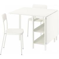 宜家（IKEA）VIHALS维哈斯折叠餐桌小户型角落桌家用饭桌 一桌二椅白色39/95/151x90cm