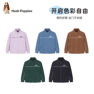 暇步士（Hush Puppies）童装儿童男女大童秋季舒适摇粒绒线条感外套 冰兰紫 130 cm