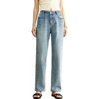 森马（Semir）牛仔裤女复古显瘦长裤小个子潮流2025夏季凉感直筒裤109325124003 30 牛仔浅黄泥染80331